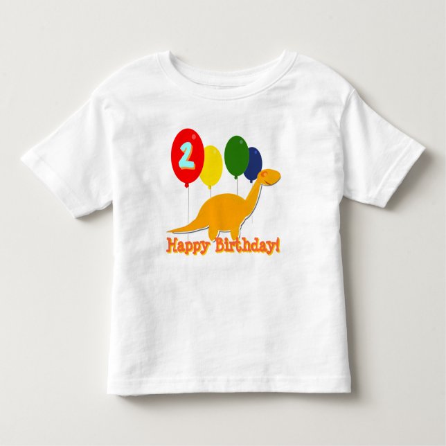 Happy Birthday Dinosaur 2 Years Balloons T-Shirt (Front)