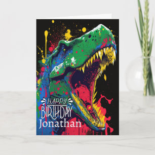Happy Birthday Dinosaur Blue Dino Card