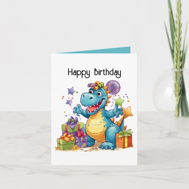 Happy Birthday Dinosaur boys customisable  Card (Front)