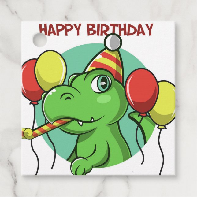 Happy Birthday Dinosaur Favour Tags (Front)