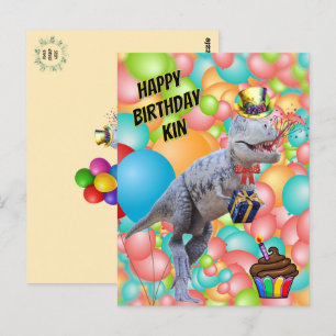 Happy Birthday Dinosaur! (Personalise Text) Postcard