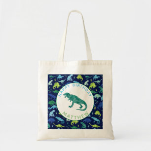 Happy Birthday Dinosaur Personalised Kids T-Rex Tote Bag