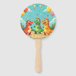 Happy birthday dinosaurs theme hand fan