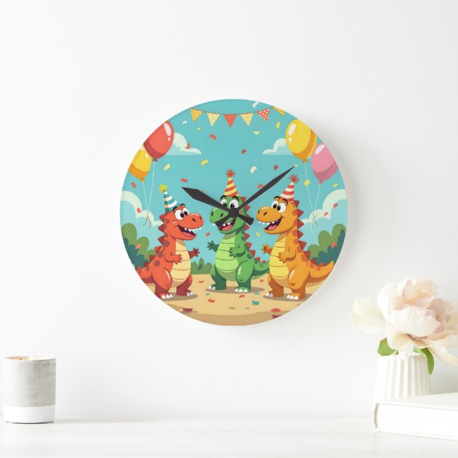 Happy birthday dinosaurs theme large clock (Home)