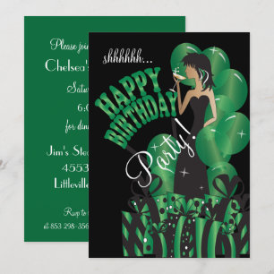 Happy Birthday Diva Girl   DIY Name & Age   Green Invitation
