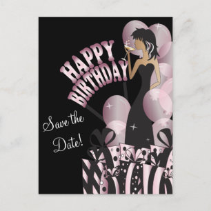 Happy Birthday Diva Girl   DIY Name   Pink Announcement Postcard