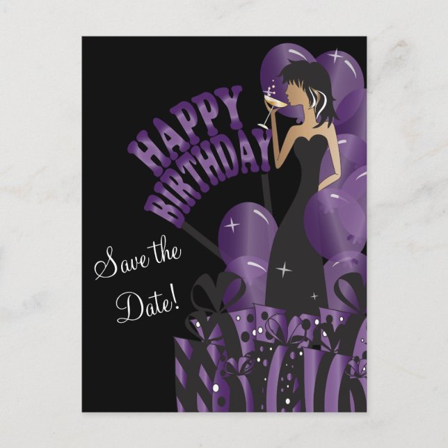 Happy Birthday Diva Girl | DIY Name | Purple Announcement Postcard (Front)