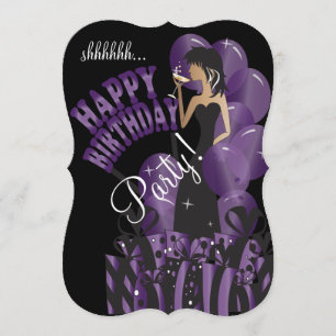 Happy Birthday Diva Girl   DIY Name   Purple Invitation
