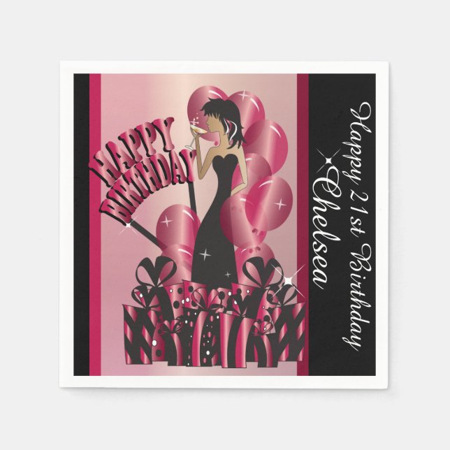 Happy Birthday Diva Girl | DIY Name | Ruby Red Napkin (Front)