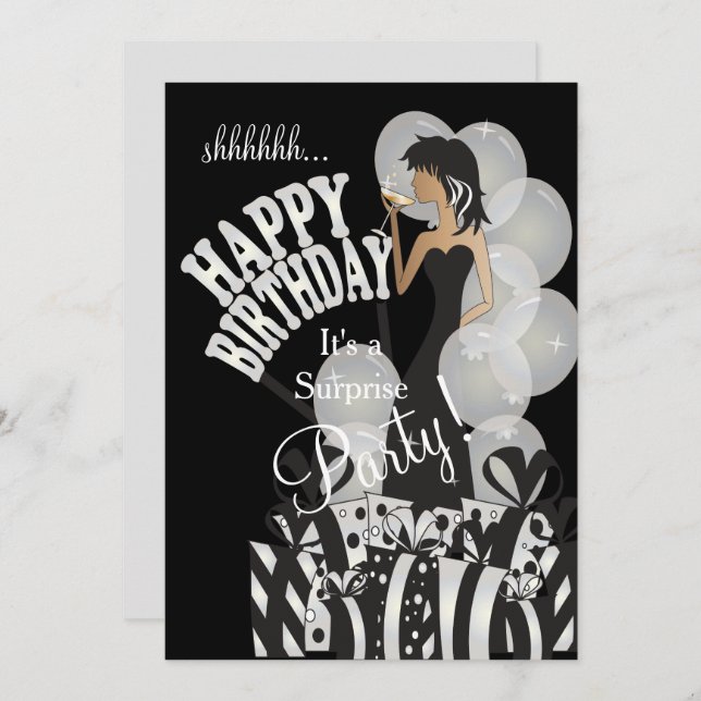 Happy Birthday Diva Girl | DIY Name | White Invitation (Front/Back)