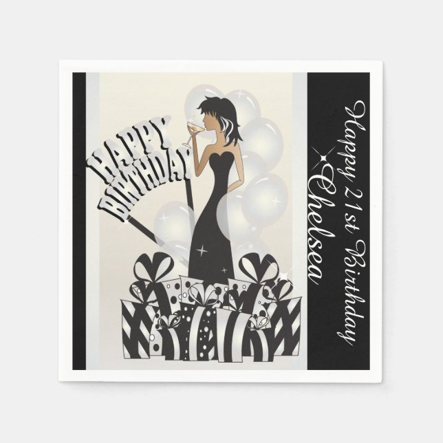 Happy Birthday Diva Girl | DIY Name | White Napkin (Front)