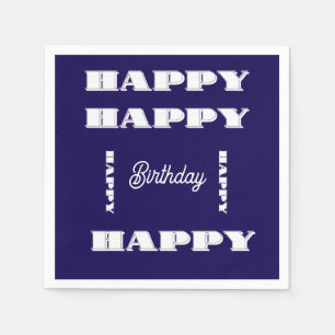 HAPPY Birthday Dk Blue Napkin
