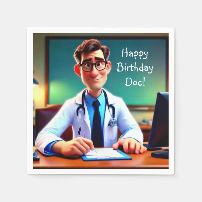 Happy Birthday Doc Napkin (Front)