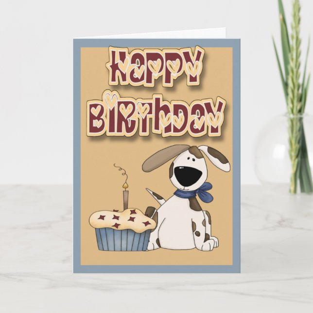 Happy Birthday Dog And Cake Card (Front)