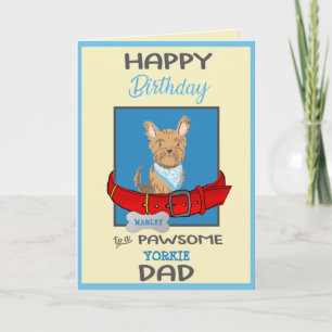 Happy Birthday Dog Daddy Personalized Cute Yorkie Card