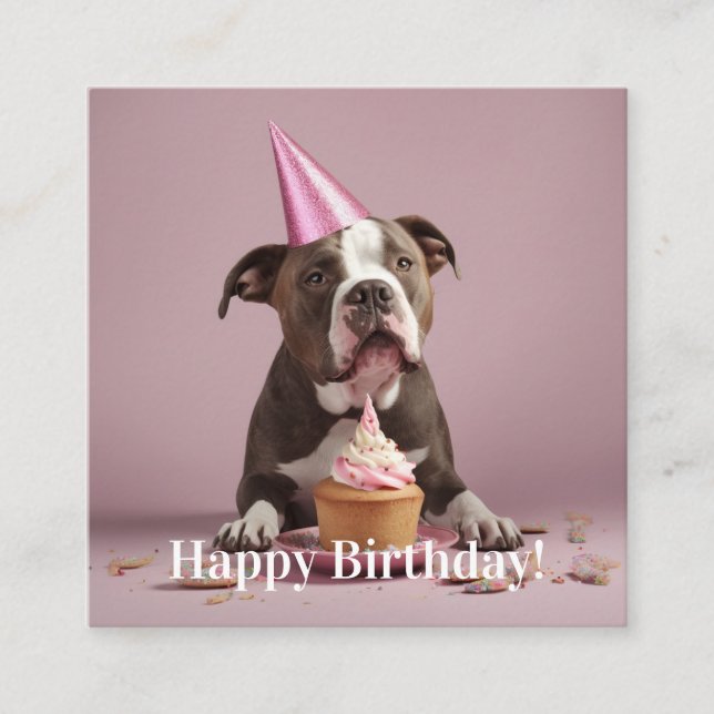 Happy Birthday! Dog eating cake  Enclosure Card (Front)