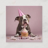 Happy Birthday! Dog eating cake