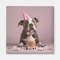 Happy Birthday! Dog eating cake 