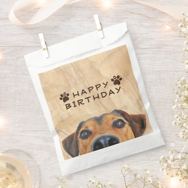 Happy Birthday Dog Face  Favour Bag (Clipped)
