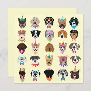 Happy Birthday Dog Faces Pawty Animals