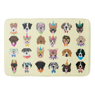 Happy Birthday Dog Faces Pawty Animals Bath Mat
