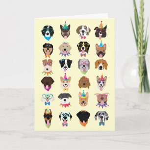 Happy Birthday Dog Faces Pawty Animals Card