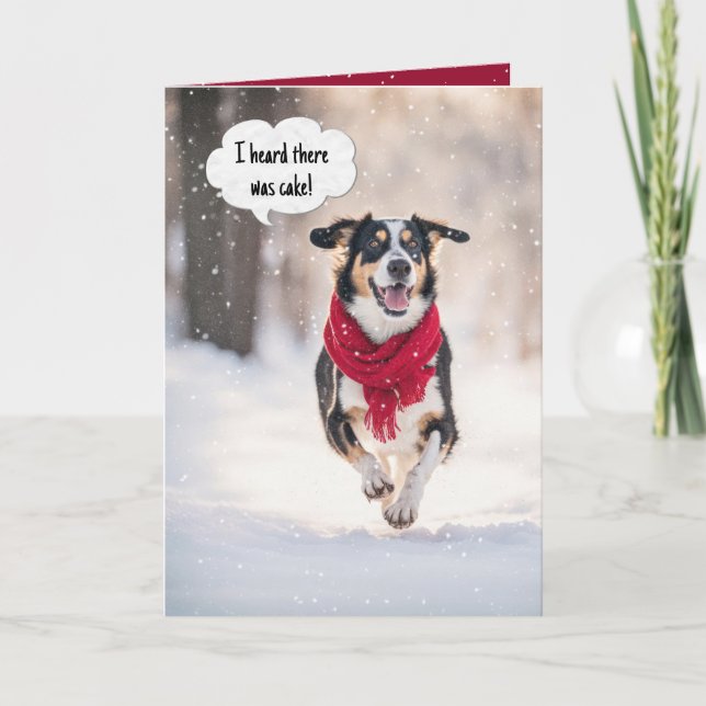 Happy Birthday Dog In Snow Card (Front)