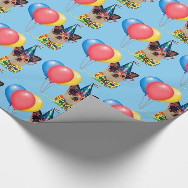 Happy Birthday Dog in the Hat Wrapping Paper (Corner)