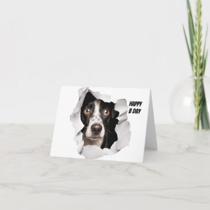 Happy Birthday Dog Looking Through Broken Paper Card