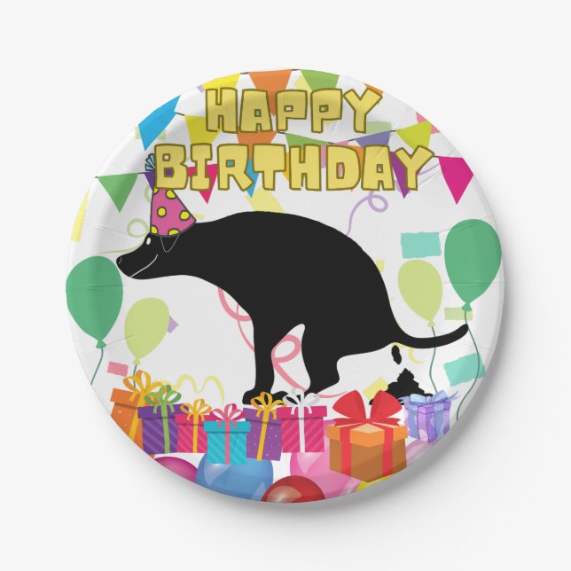 Happy Birthday Dog Paper Plate (Front)