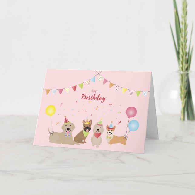 Happy Birthday Dog Party Card (Front)