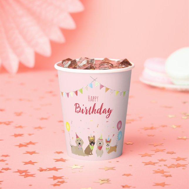 Happy Birthday Dog Party Paper Cups (Insitu)