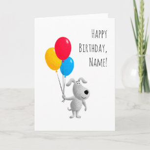 Happy Birthday Dog Puppy Balloons Card