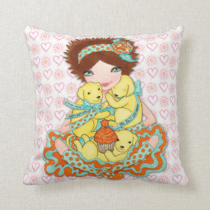 Happy Birthday Doggie Mum with Yellow Labs Cushion