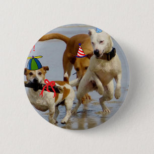 happy birthday dogs 6 cm round badge