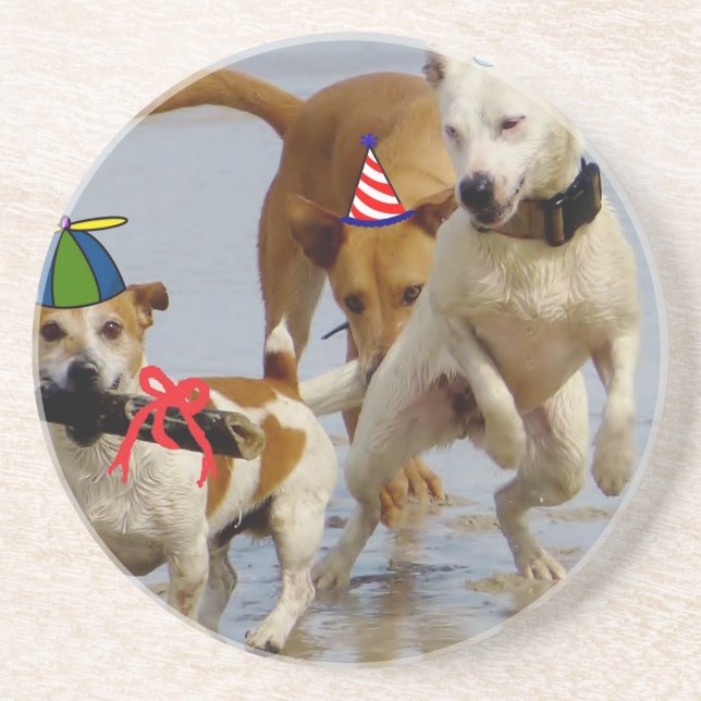 happy birthday dogs coaster (Front)