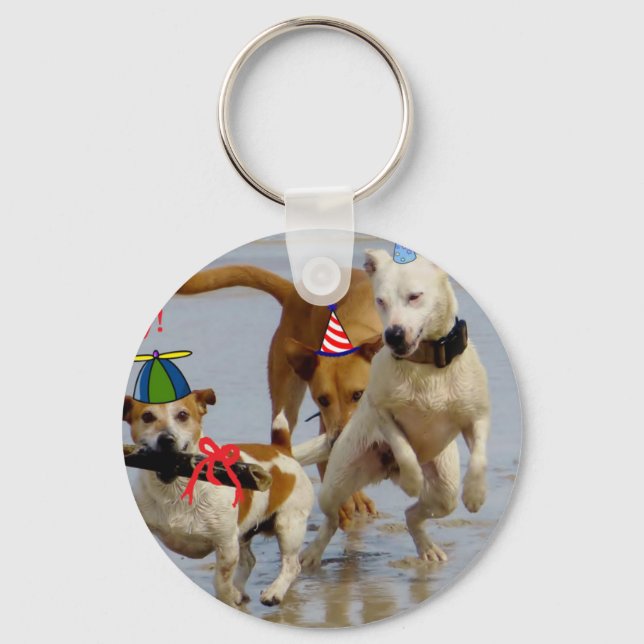 happy birthday dogs key ring (Front)