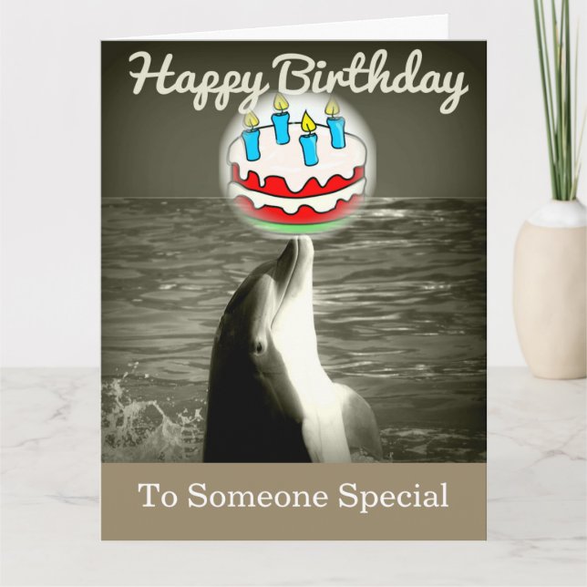 Happy Birthday  Dolphin Art Card (Front)