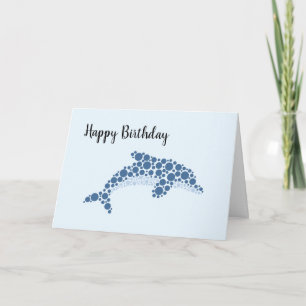 Happy Birthday Dolphin In Dots Card