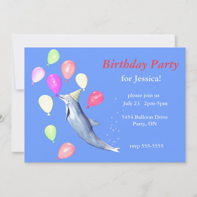 Happy Birthday Dolphin Invitation (Front)