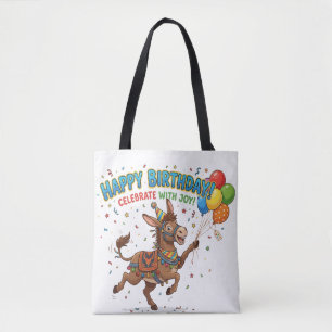 Happy Birthday Donkey Celebration Tote Bag