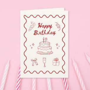 Happy Birthday Doodle Folded Greeting Card
