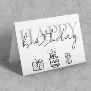  Happy Birthday Doodles Simple  Card
