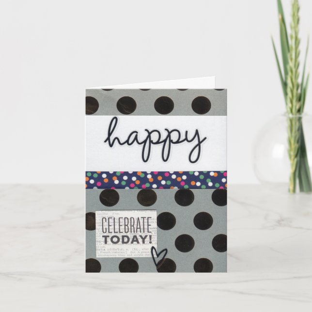 Happy Birthday Dots  Folded 4x5 Card (Front)