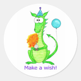 Happy Birthday Dragon Classic Round Sticker