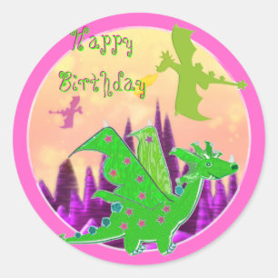 Happy Birthday Dragon Stickers