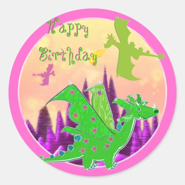 Happy Birthday Dragon Stickers (Front)