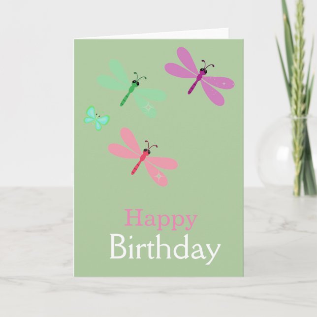 Happy Birthday Dragonflies Card (Front)