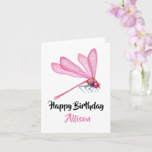 Happy Birthday Dragonfly Watercolor Card