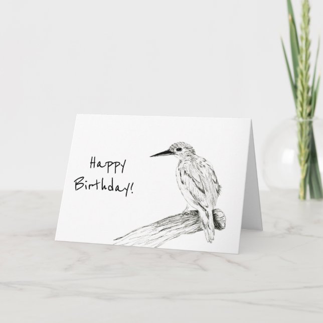 Happy Birthday Drawing Oriental Dwarf Kingfisher Card (Front)